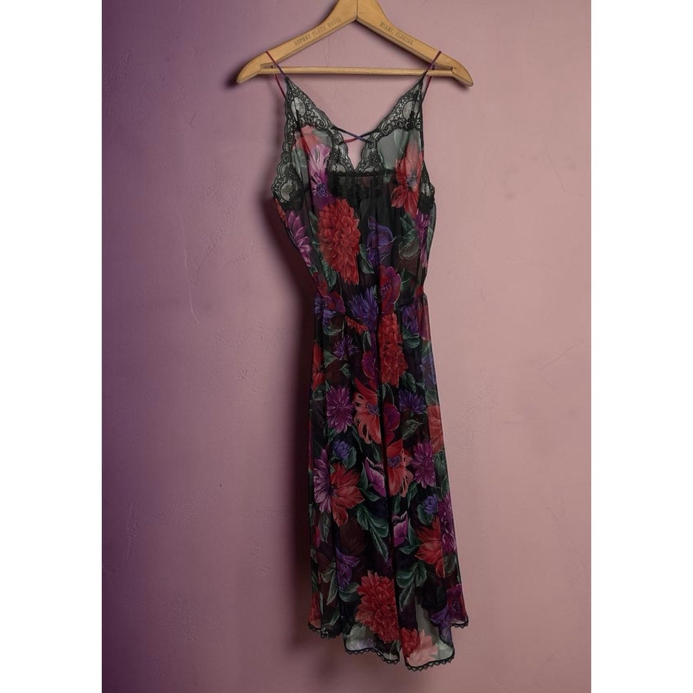 Vintage Lucie Anne Sheer floral nightgown , Medium